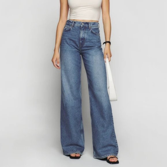 Reformation Cary High Rise Slouchy Wide Leg Jeans Size-23 NWT - Picture 1 of 12